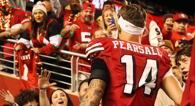 Oct 27, 2024; Santa Clara, California, USA; San Francisco 49ers wide receiver Ricky Pearsall (14) leaves the field after the game against the Dallas Cowboys at Levi's Stadium. Mandatory Credit: Kelley L Cox-Imagn Images