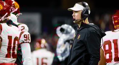 USC Trojans head coach Lincoln Riley stands on the sideline during the fourth quarter against the Washington Huskies at Alaska Airlines Field at Husky Stadium