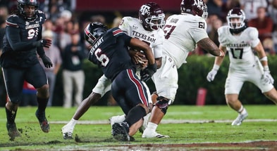 South Carolina football star freshman Dylan Stewart's big sack against Texas A&M. Photo by: Katie Dugan | GamecockCentral