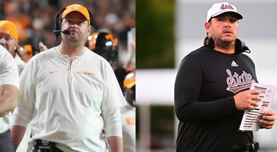 Josh Heupel and Jeff Lebby by Caitie McMekin/USA TODAY Network via Imagn Images and Matt Bush-Imagn Images