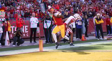 USC wide receiver Zachariah Branch scores a touchdown against the Nebraska Cornhuskers