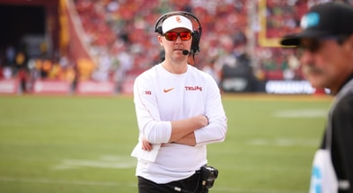 USC head coach Lincoln Riley on the sideline during the Trojans' game against Notre Dame at the Los Angeles Memorial Coliseum