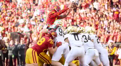 USC quarterback Jayden Maiava reaches the ball over the Notre Dame defensive line for a touchdown against the Fighting Irish