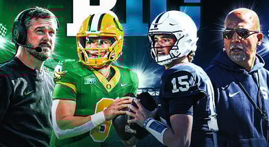 Penn State and Oregon meet in the Big Ten title game on Saturday. (On3 graphic/Imagn Images photos)