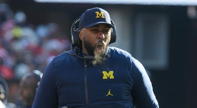Michigan Wolverines football head coach Sherrone Moore led his team to a 13-10 win over Ohio State Nov. 30, 2024. (Photo by Lon Horwedel / TheWolverine.com)
