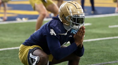 Notre Dame RB Jeremiyah Love during Orange Bowl practice