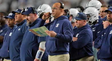 Penn State Nittany Lions head coach James Franklin looks on in the first half against the Notre Dame Fighting Irish at Hard Rock Stadium. (Mandatory Credit: Sam Navarro-Imagn Images)