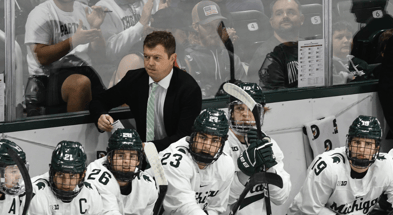Michigan State hockey coach Adam Nightingale looks on during the Spartans' game against Boston College, Saturday, Oct. 12, 2024, at Munn Ice Arena in East Lansing. MSU won 4-3 - Matthew Dae Smith, USA TODAY Sports