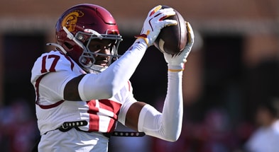 USC Trojans cornerback DeCarlos Nicholson (17) warms up before the game against the Maryland Terrapins at SECU Stadium