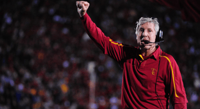 USC Trojans head coach Pete Carroll calls a play during the fourth quarter against the California Golden Bears at Memorial Stadium