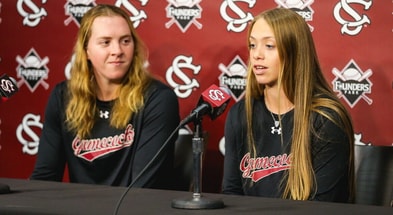 South Carolina softball pitcher Sam Gress and infielder Brooke Blankenship. Photo by: Katie Dugan | GamecockCentral