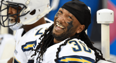 San Diego Chargers cornerback Trovon Reed (38) on the sidelines in the fourth quarter. The Panthers defeated the Chargers 28-16 at Bank of America Stadium