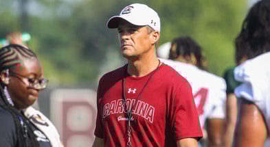 South Carolina football coach Shane Beamer during spring practice (Photo: Katie Dugan | GamecockCentral.com)