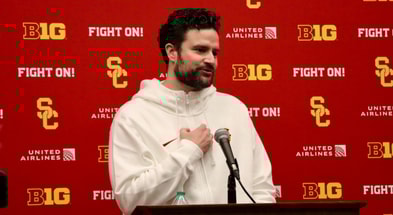 USC General Manager Chad Bowden speaks to the media for the first time since joining the Trojans