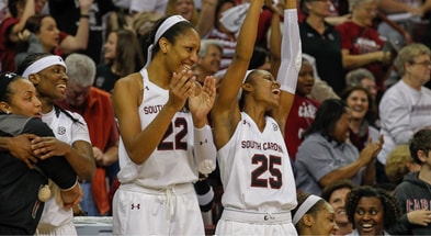South Carolina women's basketball legend A'ja Wilson and Tiffany Mitchell with the Gamecocks. Photo by: Chris Gillespie | GamecockCentral