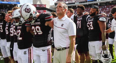 Shane Beamer and South Carolina players after the LSU game in 2024 (Photo: Katie Dugan | GamecockCentral.com)