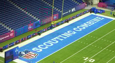 The 2025 NFL Scouting Combine logo in the end ozne
