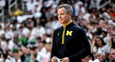 Michigan Wolverines basketball head coach Dusty May is 1-0 in Big Ten Tournament play. (Photo by Nick King/Lansing State Journal / USA TODAY NETWORK via Imagn Images)