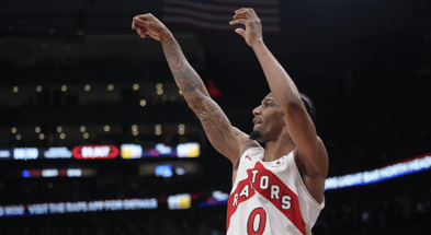 Former South Carolina basketball star AJ Lawson with the Toronto Raptors. John E. Sokolowski-Imagn Images