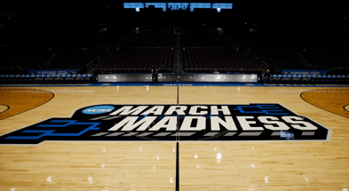 Mar 17, 2025; Dayton, OH, USA; General view of “Match Madness” logo during First Four Practic at UD Arena. Mandatory Credit: Rick Osentoski-Imagn Images