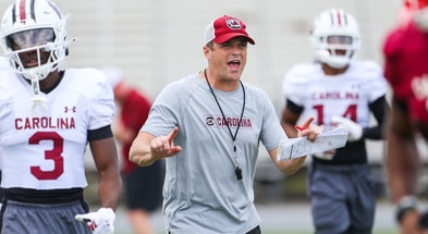 Shane Beamer during South Carolina football practice (Photo: Katie Dugan | GamecockCentral.com)
