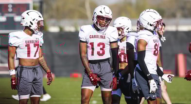 Malik Clark and other South Carolina WRs during spring practice in 2025 (Photo: Katie Dugan | GamecockCentral.com)(