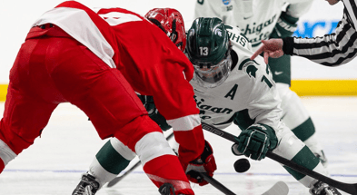 Michigan State fell to Cornell, 4-3, in the opening round of the NCAA Tournament on Thursday (photo courtesy of Michigan State hockey via Twitter).