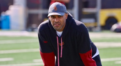 USC defensive coordinator D'Anton Lynn during a spring practice with the Trojans