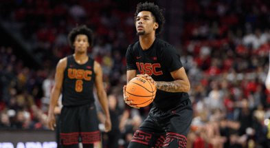 USC Trojans forward Jalen Shelley (9) takes a free throw during the first half against the Maryland Terrapins at Xfinity Center