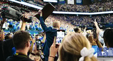 Mark Pope entering Rupp Arena for his introductory press conference - Aaron Perkins, Kentucky Sports Radio