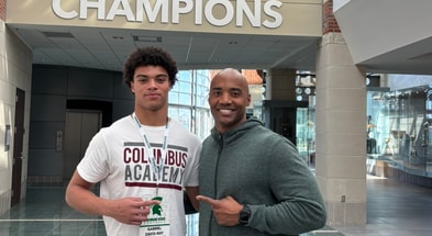 2026 DB Gabe Davis-Ray with Michigan State safeties coach James Adams