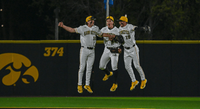 The Hawkeyes celebrate a win over Nebraska. (Photo by Dennis Scheidt)