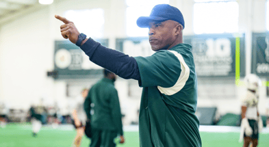 Michigan State wide receivers coach Courtney Hawkins (photo by Dane Robison for SpartanMag.com).