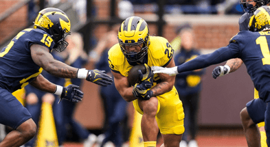 Michigan Wolverines football running back Jordan Marshall at the 2025 spring game. (Photo by Junfu Han / USA TODAY NETWORK via Imagn Images)