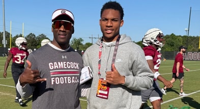 Kosci Barnes and South Carolina DB coach Torrian Gray (Photo: Kosci Barnes | X)