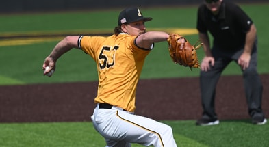 Iowa pitcher Ben DeTaeye throws a pitch against Nebraska. (Photo by Dennis Scheidt)
