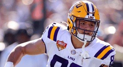 Can Mason Taylor join Will Campbell to give LSU a pair of 1st Round picks in the NFL Draft? (Photo: Mike Ehrmann | Getty Images)