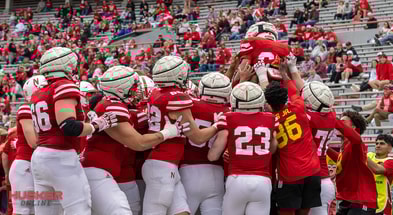 Nebraska football celebrates with DJ Singleton