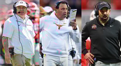 Georgia HC Kirby Smart, Texas HC Steve Sarkisian, Ohio State HC Ryan Day