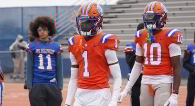 Michigan State WR target Laron Baker Jr., wearing No. 1 (photo courtesy of Laron Baker Jr. via Twitter).