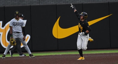 The Hawkeyes fell to Oregon on Friday night at Duane Banks Field. (Photo by Dennis Scheidt)