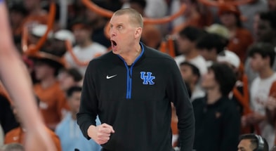 Feb 15, 2025; Austin, Texas, USA; Kentucky Wildcats head coach Mark Pope reacts during the first half against the Texas Longhorns at Moody Center. Mandatory Credit: Scott Wachter-Imagn Images