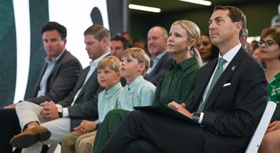 Michigan State Univeristy Athletic Director J Batt, right, listens to MSU basketball coach Tom Izzo, Wednesday, June 4, 2025, before being introduced to the Spartan community. - Matthew Dae Smith, USA TODAY Sports