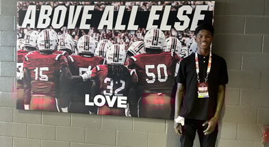 Class of 2028 wide receiver Jordan Gorham on an unofficial visit to South Carolina. Photo credit: Jordan Gorham | Jordan2Gorham on Twitter/X