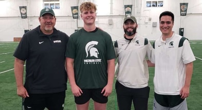 2027 OL Kellen Wymer with Michigan State coaches (photo courtesy of Kellen Wymer via Twitter).
