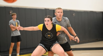 Freshman Layla Hays awaits a post entry pass. (Photo by Dennis Scheidt)