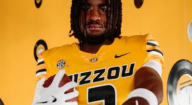 Jayden Petit poses during his Missouri official visit at Memorial
