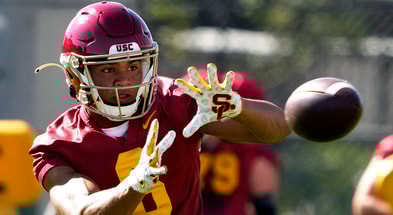 Head coach Lincoln Riley of the USC Trojans during USC spring football practice in Los Angeles.