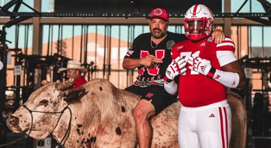 OT Claude Mpouma with Head Coach Matt Rhule on OV to Nebraska
