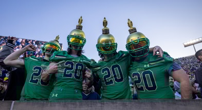 Notre Dame football fans in Notre Dame Stadium from Wake Forest game in 2023.
